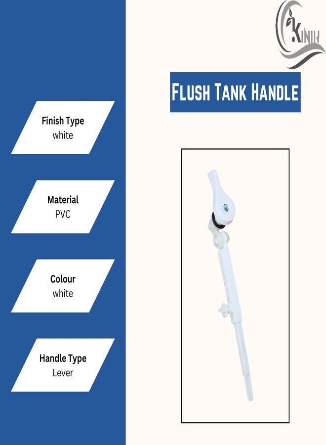 KINIK Plastic Adjustable Toilet Flush Tank Lever Handle | Universal Front Mount Flush Handle Replacement for Cisterns | Durable, Easy Installation | White | Pack of 1 - Image 5